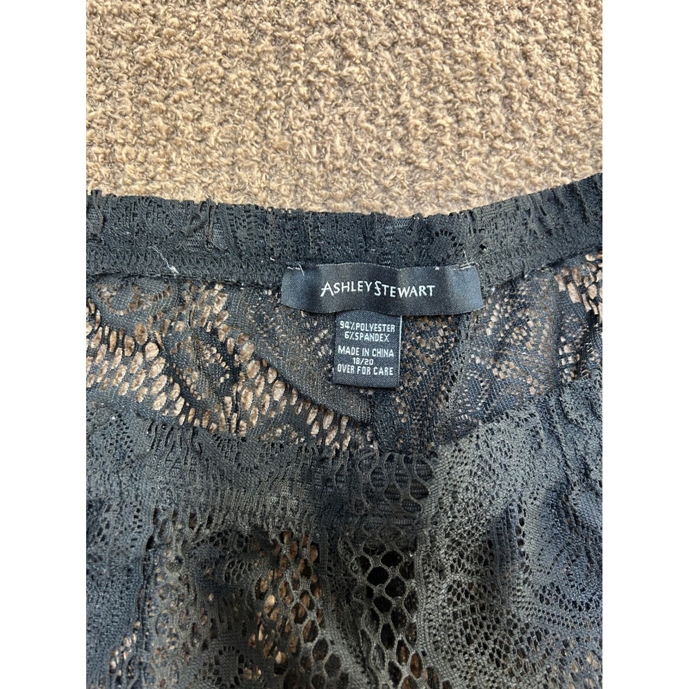 Ashley Stewart Black Floral Lace Wide Leg Pants Plus Size 18/20 Sheer Cover Up - Picture 3 of 7
